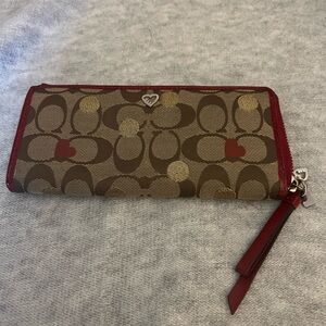 Coach Brown and Red Heart Wallet